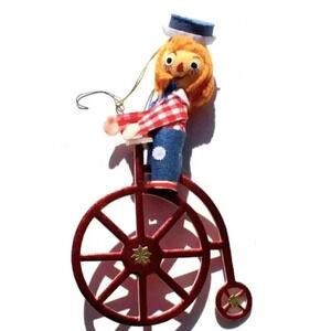 Vintage Raggedy Andy Riding A Unicycle Christmas Tree Ornament